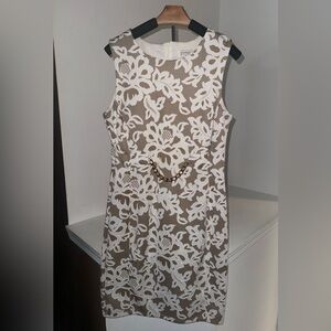 Dress Women's En Focus Studio Beige Cream Floral Size 12 Sleeveless